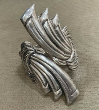 Large Vintage Sterling Silver Mexico Clamper Bracelet
