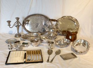 Large Joblot Of Collectable Antique/vintage Silver Plated Items 7.  1 Kg In Weight