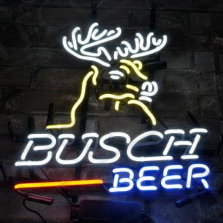 " Busch Beer " Bar Deer Sign Vintage Workshop Home Wall Decor Neon Light Boutique