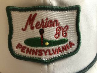 Merion Golf Club Hat,  Vintage Mesh Hat,  White With Green Trim