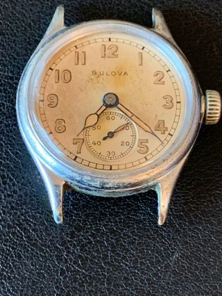 Vintage Bulova Wwii Era 10ak Mens Watch For Repair