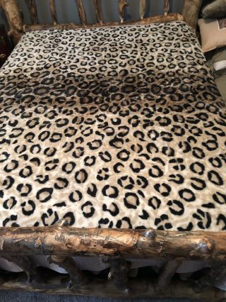 Vintage Wool Blanket Heavy 5 Cheetah Print Detail