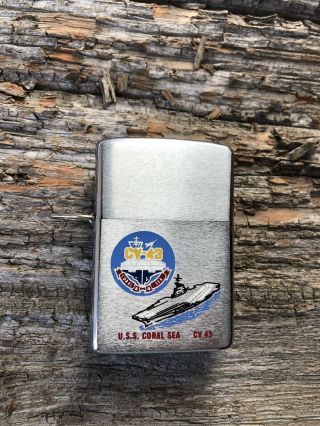 Vintage Zippo Lighter U S S Coral Sea Cv 43 Uss Clip