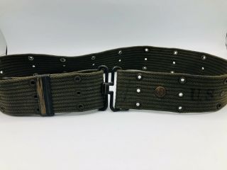 Vintage Us Army Military Pistol Utility Belt Od Green Dated 1950