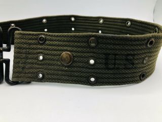 Vintage US Army Military Pistol Utility Belt OD Green Dated 1950 2