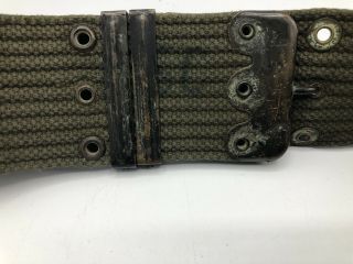 Vintage US Army Military Pistol Utility Belt OD Green Dated 1950 5