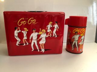 Vintage 1966 Go Go Vinyl Lunch Box 1960s With Thermos