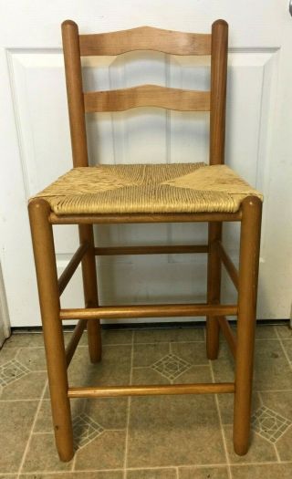 Vintage Bar Stool Rush Seat Ladder Back Bar Chair Kitchen Chair - L@@k