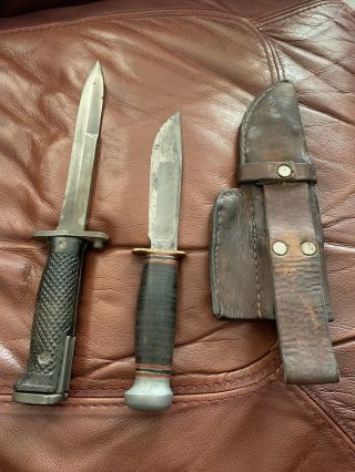 Vintage Marbles Fighting Hunting With Extra Wwii Knife,