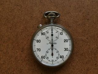 Vintage Minerva Wwii Era Split Second Pocket Stop Watch Swiss Made