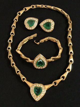 Vintage Gorgeous Runway Rhinestone Nina Ricci Paris Necklace Bracelet Earrings