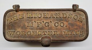 Rare Antique Richardson Mfg.  Cast Iron Farm Tractor Implement Tool Box,  Worcester