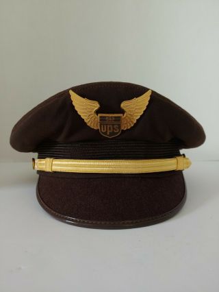 Vintage Bancroft United Parcel Service Ups Airlines Pilot Hat With Badge Euc