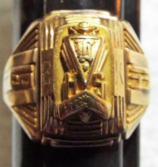10kt Gold Josten Leechburg Pa High School Ring Size 10 7.  9g 1941 $130 In Gold
