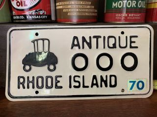 Vintage Antique Rhode Island Ri 000 License Plate Sample