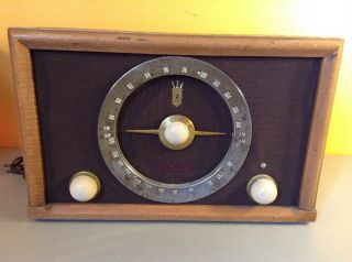 Vintage 1950s Zenith Am/fm Tube Art Deco Large Wood Case Radio