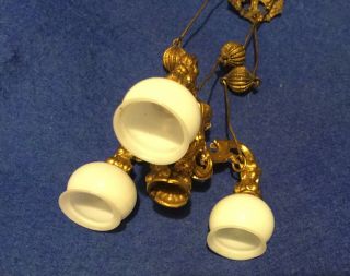 Antique miniature dolls house gilt ormolu Erhard chandelier ceiling lights 5