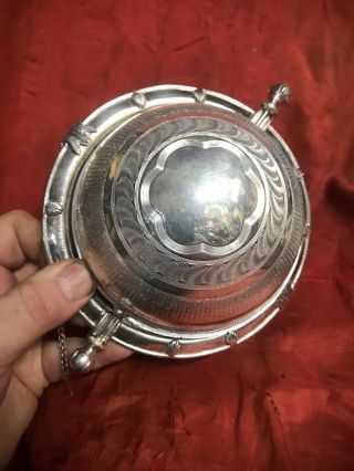 Silverplated Butter/caviar dish with roll top circular dome. 3