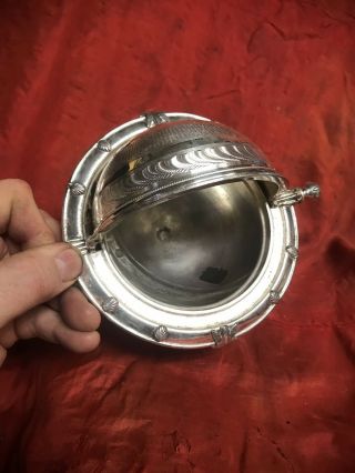 Silverplated Butter/caviar dish with roll top circular dome. 8