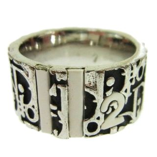 Authentic Christian Dior Trotter Pattern Ring Size 7 Black Vintage Ak33386