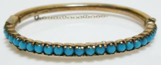 Victorian Rolled Gold Filled Persian Turquoise Ball Womens Small Bangle Bracelet