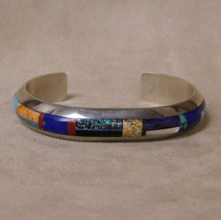 Silvertone Inlay Cuff Bracelet