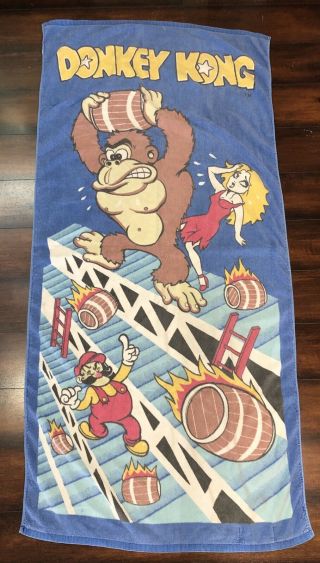 Vintage Beach Towel Nintendo Donkey Kong 1982 80s Video Games Mario Brothers