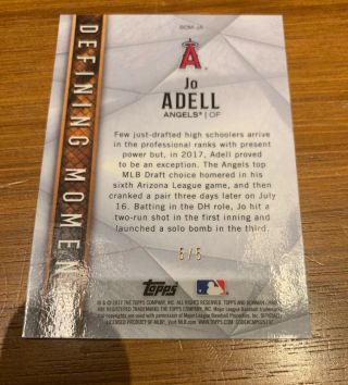 Jo Adell 2017 Bowman Defining Moments Red Refractor 5/5 SP Rare Angels Rookie RC 6