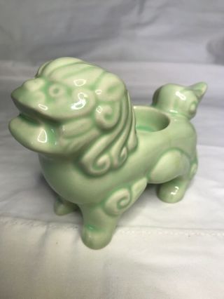 Green Foo Dog Lion Japan Tea Light Candle Holder,  Ceramic Porcelain