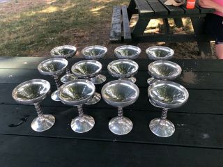 12 Vintage Spain Plator Silver - Plated Champagne Glasses