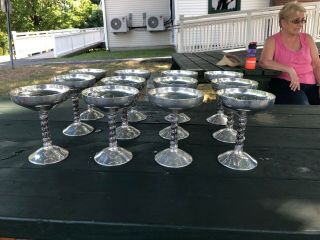 12 Vintage SPAIN PLATOR Silver - Plated Champagne Glasses 2