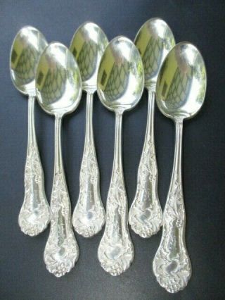 1904 Holly National Silver Plate 6 Teaspoons Holly & Berry Handle Monogrammed