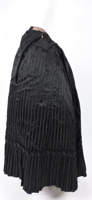 Victorian 19th C Black Striped Satin Bustle Skirt For Dress