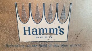 VINTAGE HAMM ' S BEER EMBOSSED COOLER Metal Large 30X16X13 Blue handles COOL 2