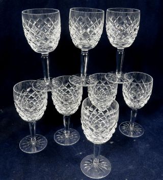8 Vintage Signed Waterford Crystal Comeragh Pattern Water Goblets Wine Glasses