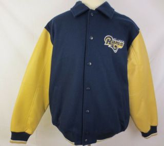 Vintage Nfl St.  Louis Rams Navy Blue Yellow Wool Blend Jacket Size Xl