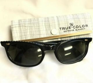 Womens 50s Sunglasses American Optical True Color Cn41 - 50 Cat Eye Stiches W/case