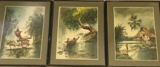 Antique Chinese Watercolour Painting Set Of 3 Signed