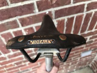 Vintage Ideale Tb Bicycle Seat Saddle W/ Laprade Fluted Seatpost 26.  8 E - 83