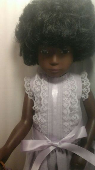 Vintage Sasha Black African American Doll In Lovely Lavender Dress 16 1/2