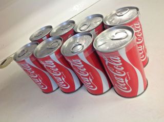Vintage 1970s Steel Coca Cola Pull - Tab Cans 8 - Pack Detroit Canners Coke Products