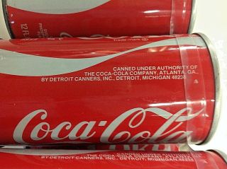 Vintage 1970s Steel Coca Cola Pull - Tab Cans 8 - Pack Detroit Canners Coke Products 4