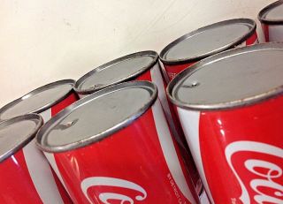 Vintage 1970s Steel Coca Cola Pull - Tab Cans 8 - Pack Detroit Canners Coke Products 8