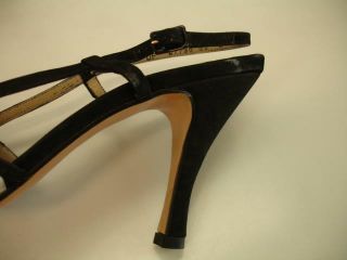Womens sz 9 B M Salvatore Ferragamo Ivory Black Striped Bow Slingback Shoes Pump 4