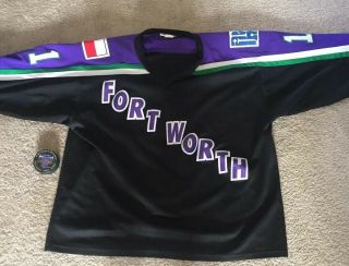 Ft Worth Brahmas Vintage Game Worn Jas Hockey Jersey & Autographed Puck