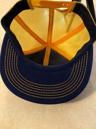 Vtg LOWE SEED Snapback Mesh Trucker Hat Farm Patch K - BRAND USA blue yellow NOS 7