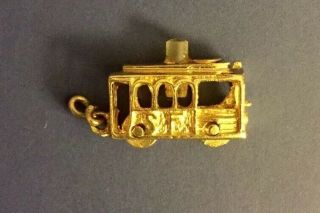 Vintage 14k Gold Moveable Charm San Francisco Cable Car With Pic Of Golden Gate