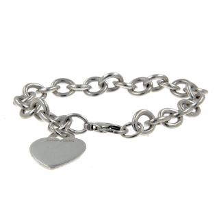 Ladies Estate Tiffany & Co 925 Sterling Silver Heart Charm Bracelet - 7 Inch