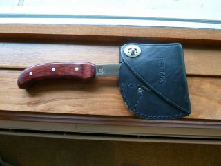 Vintage Buck 106 Hatchet Axe Knife Rare Wood Handle With Black Leather Sheath