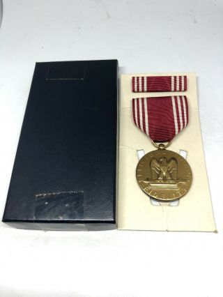 Vintage Us U.  S.  Good Conduct Medal,  Army,  Military,  Named,  Ribbon,  Bar,  Full